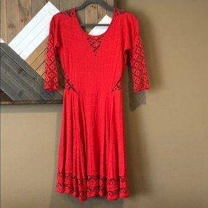Free People red midi dress